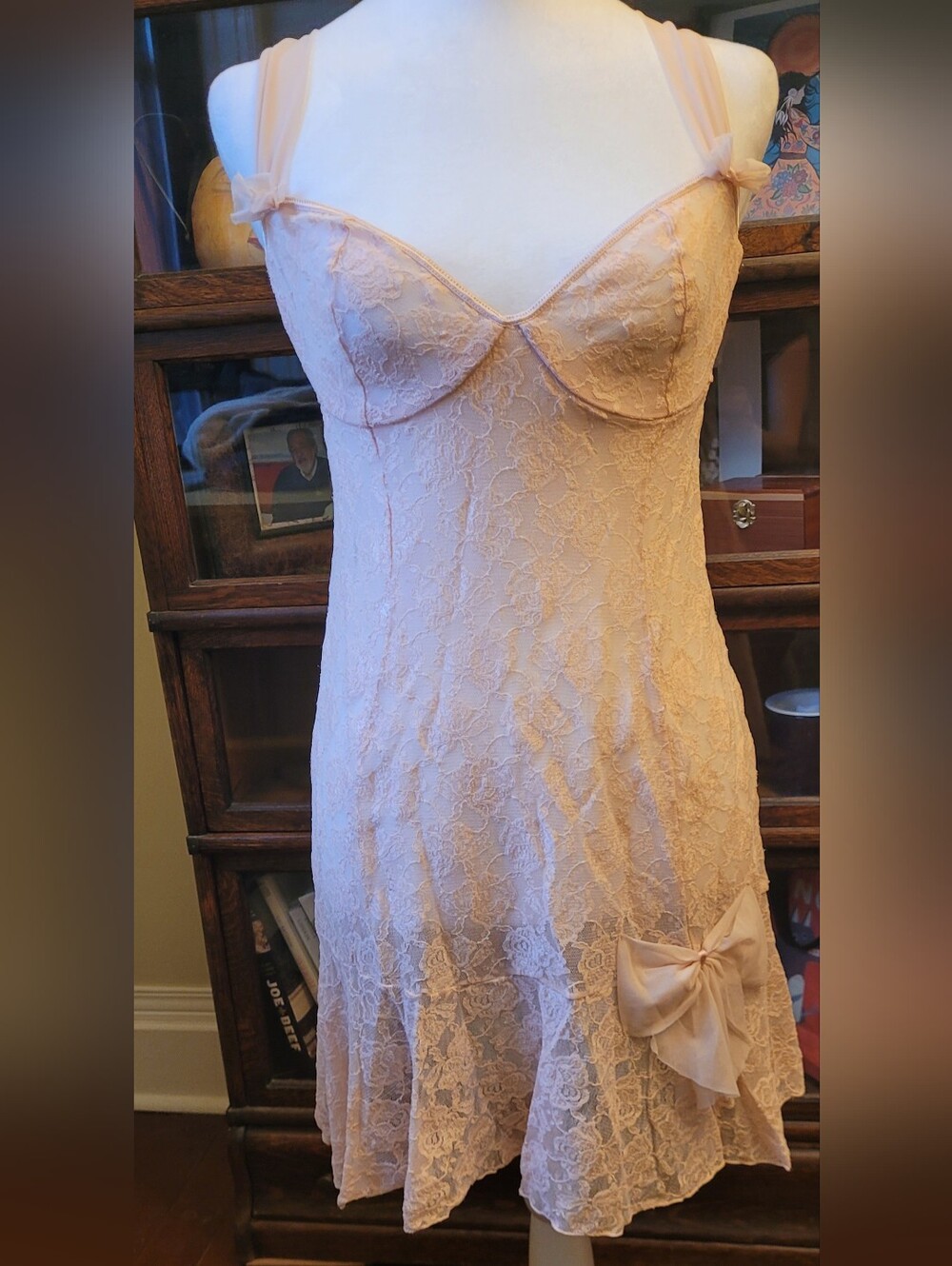 Delicate Lace Chemise Slip in Blush Pink